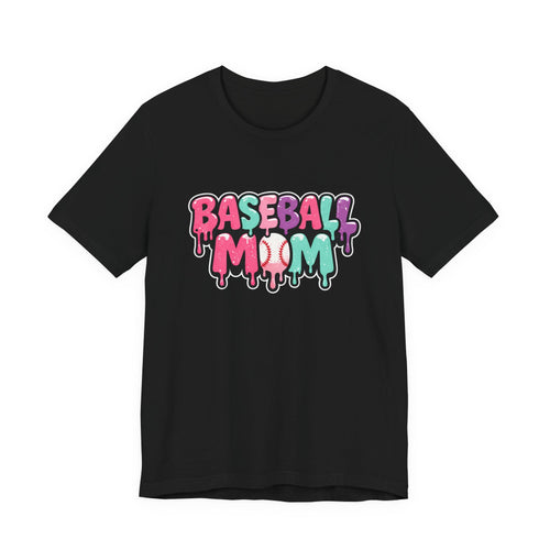 Baseball Mom T-Shirt — Colorful Drip Graphic Tee for Sports Moms