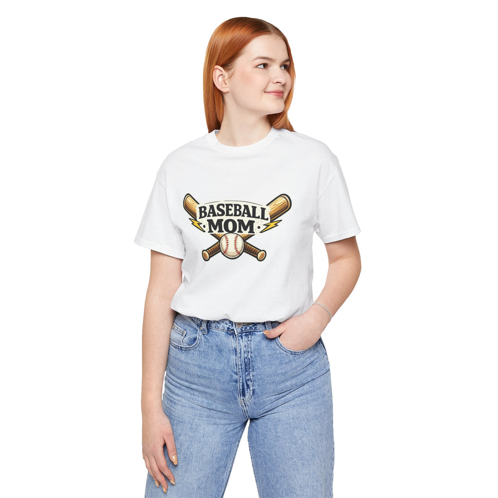 Baseball Mom T-Shirt – Retro Crossed Bats & Baseball Graphic Tee