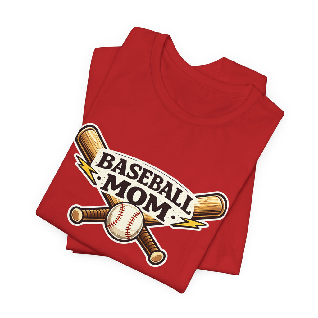Baseball Mom T-Shirt – Retro Crossed Bats & Baseball Graphic Tee