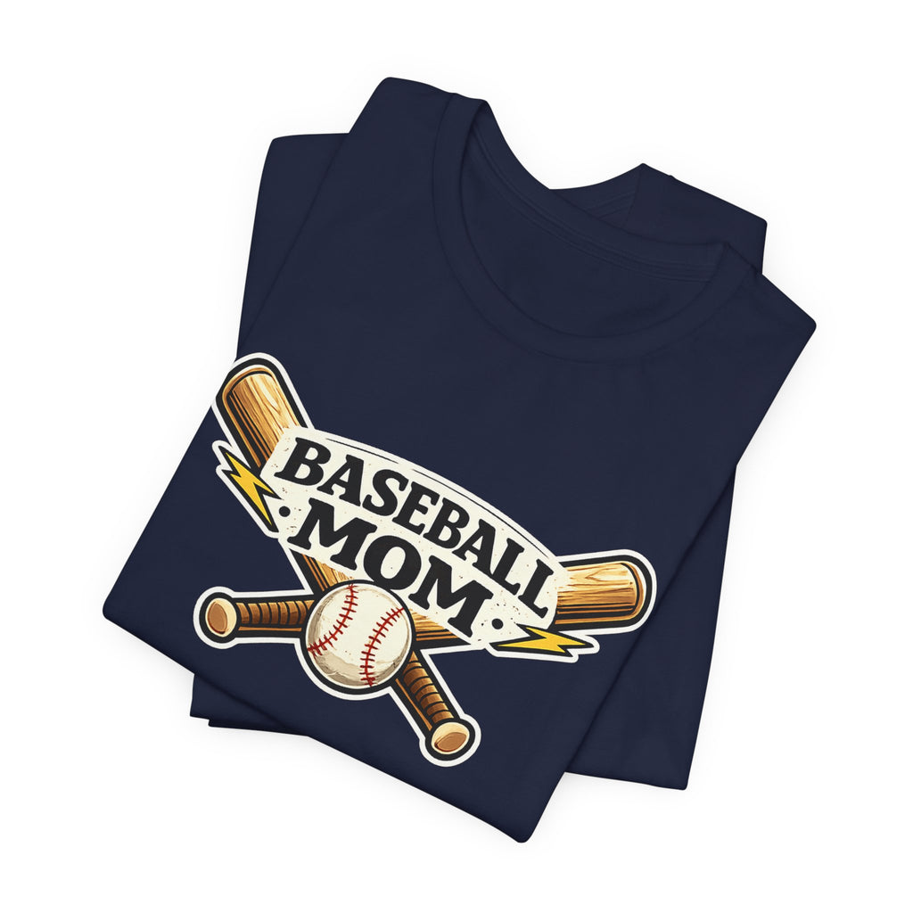 Baseball Mom T-Shirt – Retro Crossed Bats & Baseball Graphic Tee