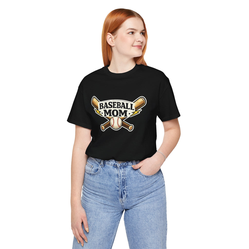 Baseball Mom T-Shirt – Retro Crossed Bats & Baseball Graphic Tee